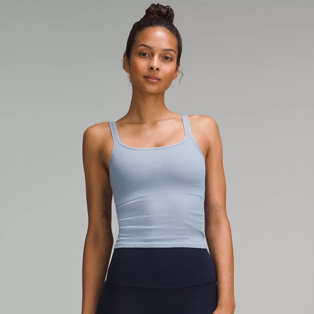 lululemon athletica Light Blue Ribbed Tank Top